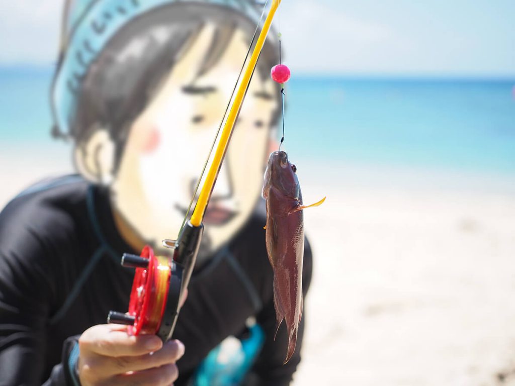 見釣り竿で釣った魚